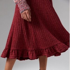 Anthropologie Red Midi Skirt